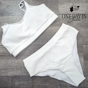 Charmo Textured High Waist Crop Bikini Swimsuit Size XL